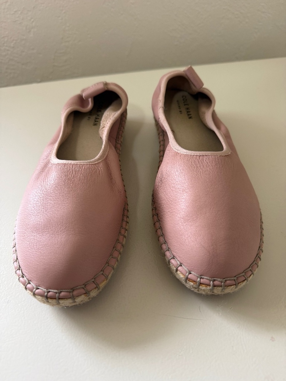 COLE HAAN  CLOUDFEEL LEATHER ESPADRILLES BALLET SLIPPER PINK/BLUSH COLORWAY